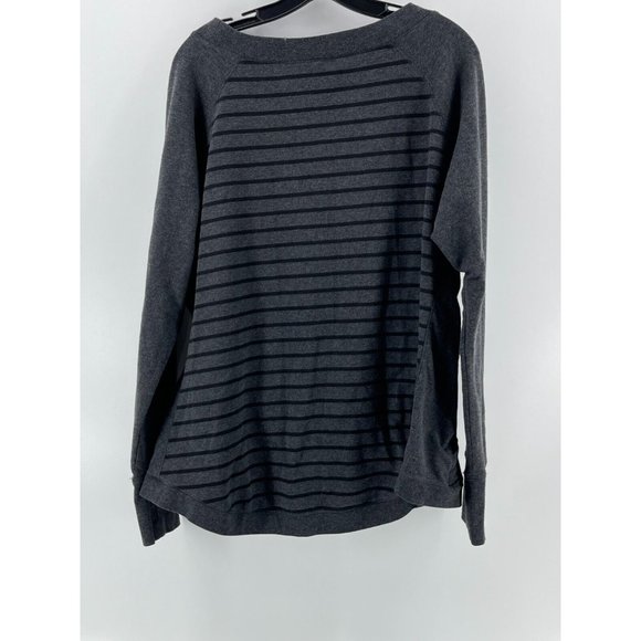 Kenneth Cole Reaction Women's Gray Black Striped Pocket Sweat Shirt Size XXL - Picture 4 of 8